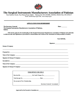 Surgical Association Sialkot  Form