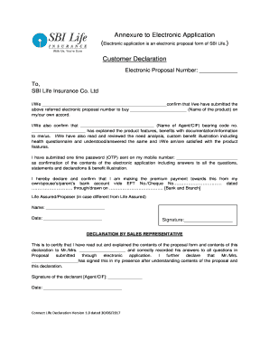 Annexure to Electronic Application Customer Declaration  Form