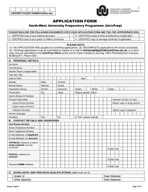 Univprep  Form