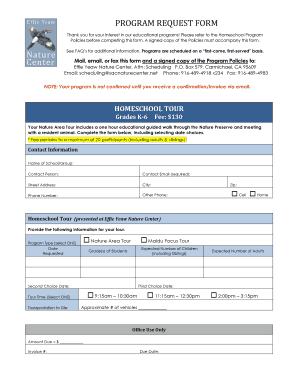 Nature Area Tour Request Form