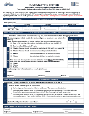 Bmcc Immunization  Form