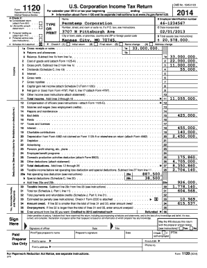 Form 1120 U S Corporation Income Tax Return