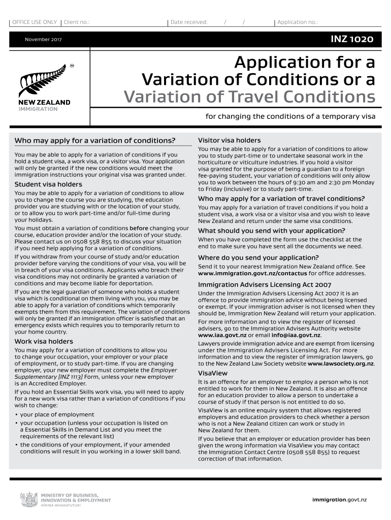  Inz 1020 Application Form 2017