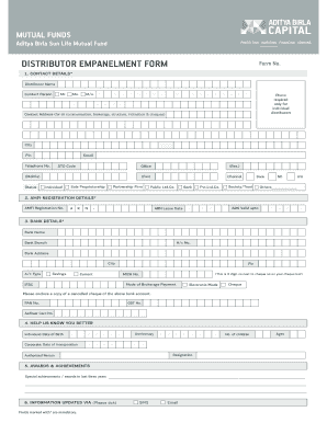 Aditya Birla Mutual Fund Empanelment  Form