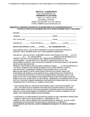 Daily Management Rental Agreement Grand View  Form