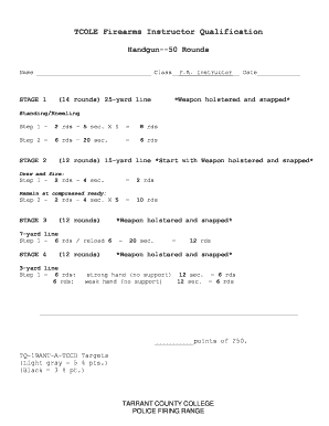 Tcole Firearms Qualification Score Sheet  Form