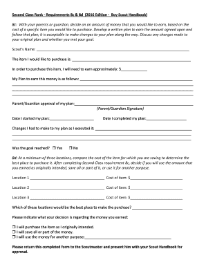 Second Class Requirements  Form