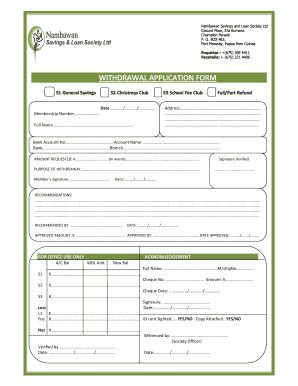 Nambawan Savings and Loan Application Form