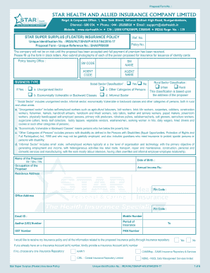 Star Health Super Surplus Proposal Form