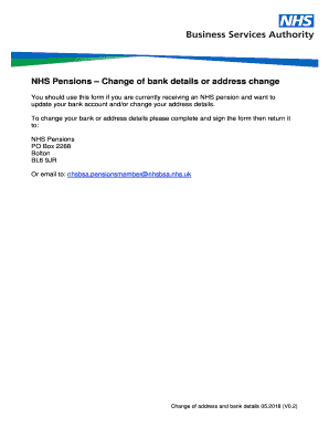 Nhs Pensions Change of Address  Form