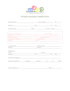Private Insurance Intake Form Iceckids Org