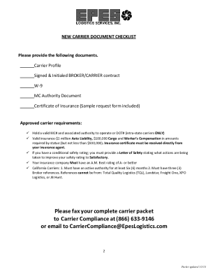 Epes Logistics Carrier Setup  Form