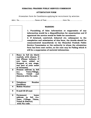 Attestation Form Hppsc