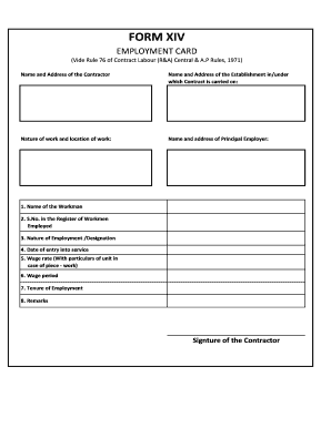 Employment Card Form PDF