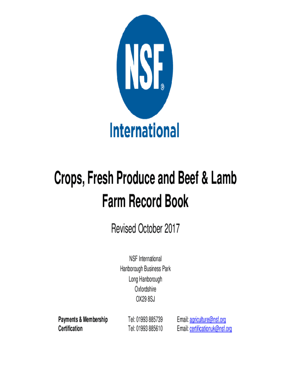  Crops, Fresh Produce and Beef & Lamb Farm Record Book 2017-2023