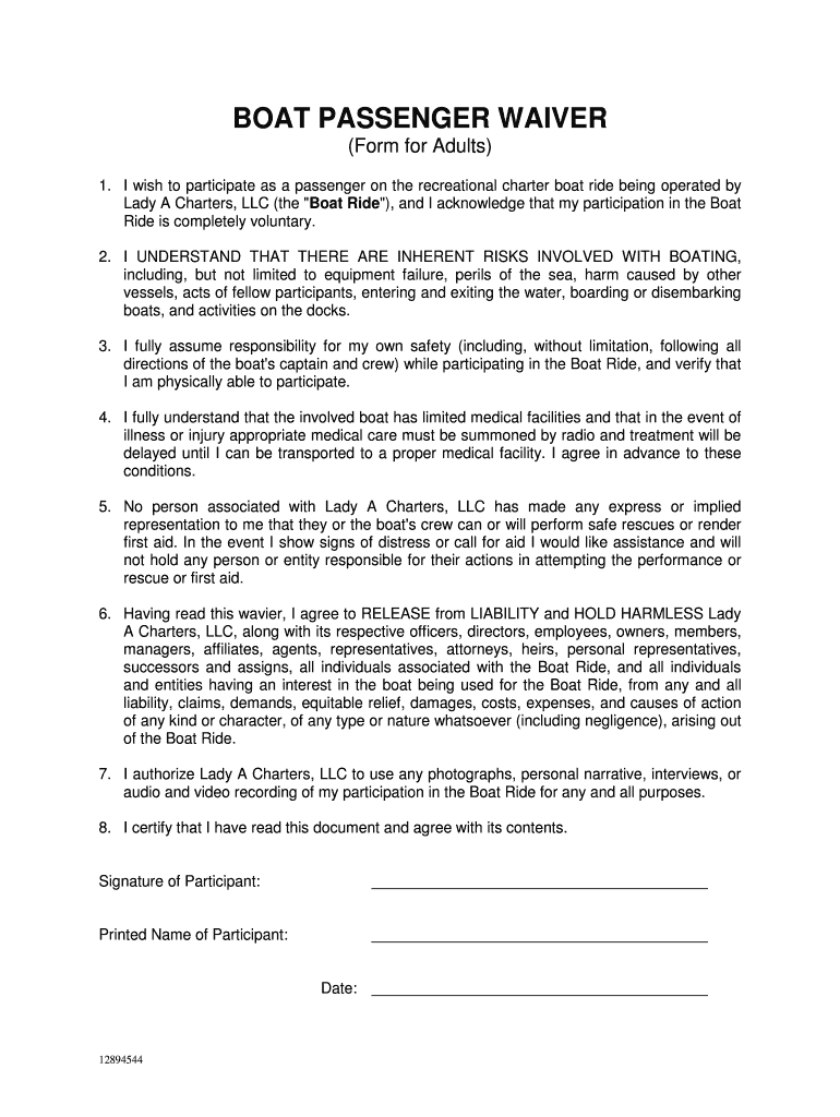 Boat Waiver  Form