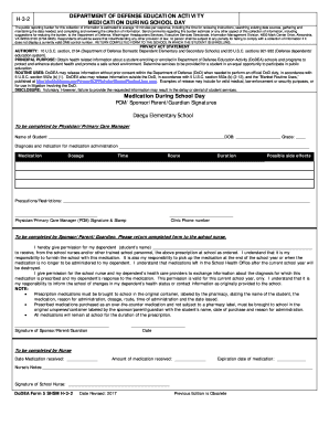 DoDEA Form 05 SHSM H 3 2 Medication during School Day