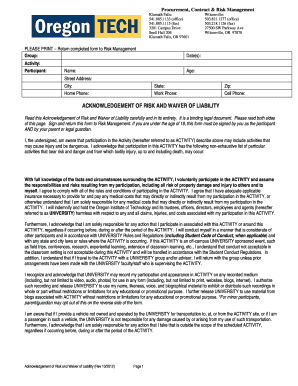 Acknowledgement Risk  Form