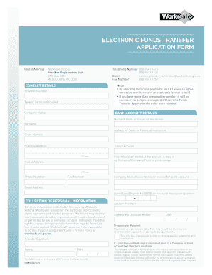 Electronic Funds Transfer Application Form Worksafe