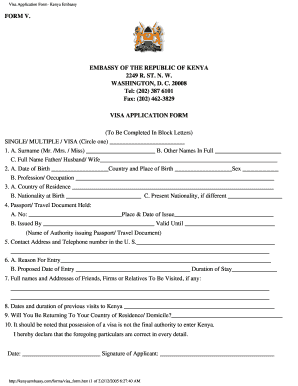 Kenya Visa Application Form