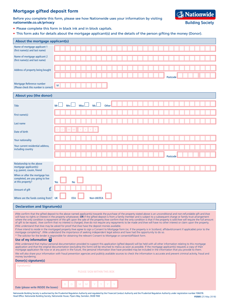  Mortgage Gifted Deposit Form 2018