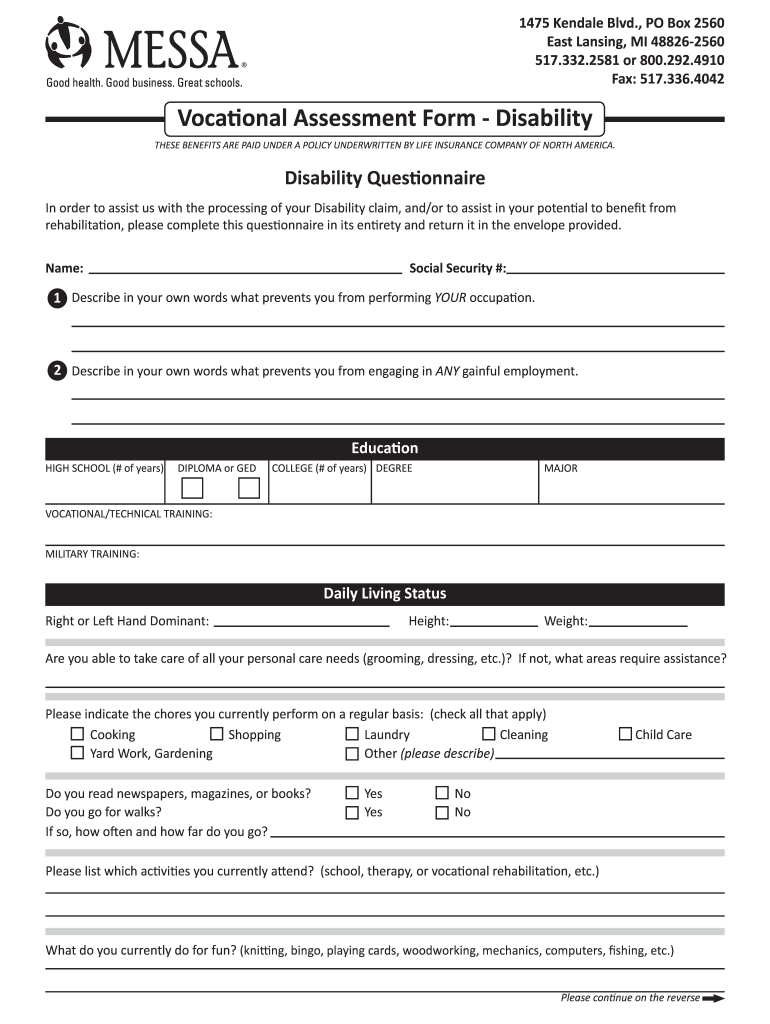  Vocational Assessment Questionnaire 2016-2024