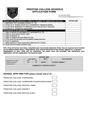 Prestige Application Form