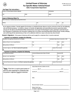 Limited Power of Attorney  Form