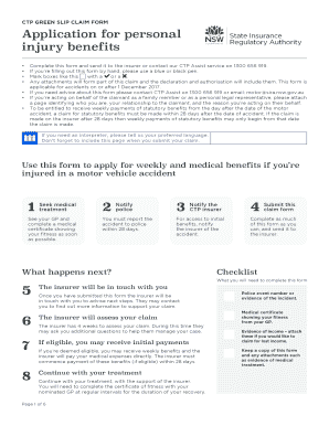 Complete This Form and Send it to the Insurer or Contact Our CTP Assist Service on 1300 656 919