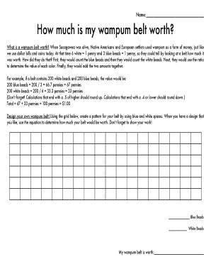 Wampum Belt Template PDF  Form