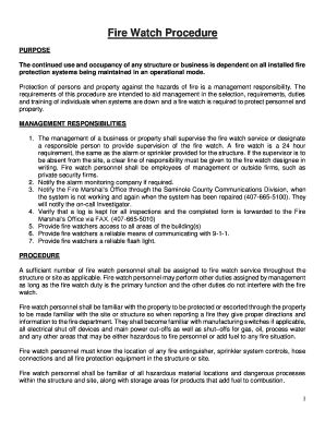 Fire Watch Procedure Template  Form