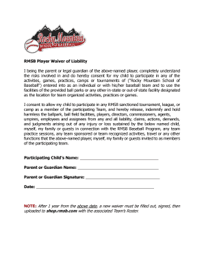 RMSB Player Waiver of Liability  Form