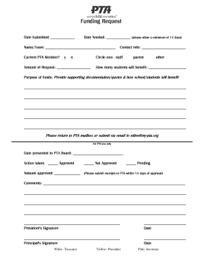 PTA Funding Request DOC  Form