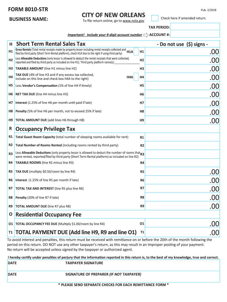 City of New Orleans Tax Form 8010 Fill Out and Sign Printable PDF