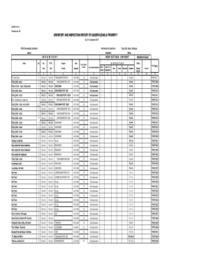 Inventory and Inspection Report of Unserviceable Property Sample  Form