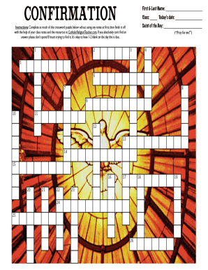 Confirmation Crossword Puzzle  Form