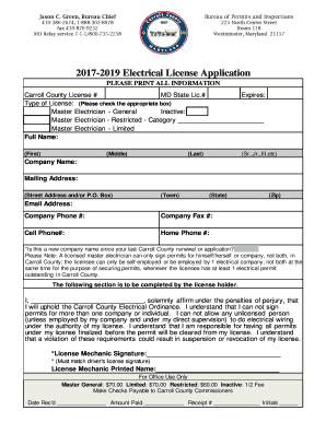 Md Electrical Carroll  Form