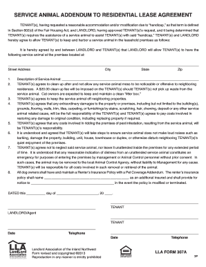 Service Animal Addendum Lease  Form