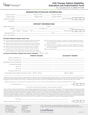 VNS Therapy Patient Eligibility, Education and Authorization Form