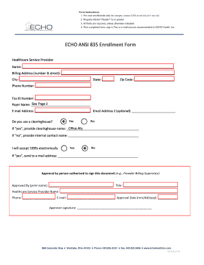 Echo Ansi 835 Enrollment Form