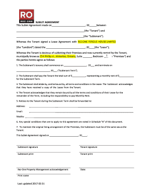 Rez One Sublet Form