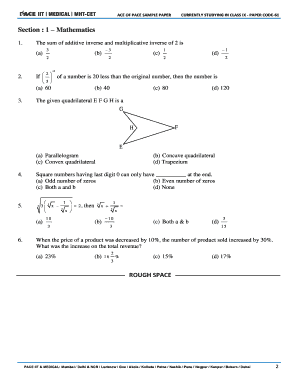 Pace Entrance Exam Papers for Class 10  Form