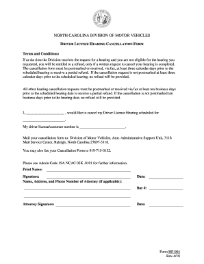 North Carolina Cancellation Form