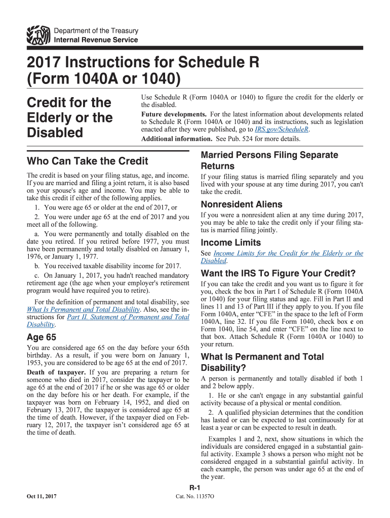  Instructions for Schedule R Form 1040A or 1040  IRS Gov 2017