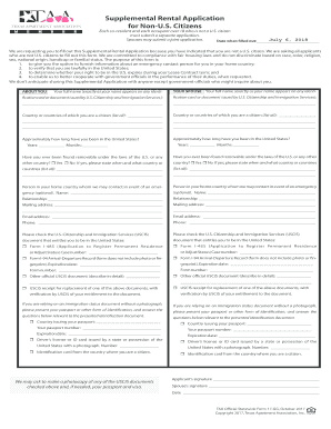 Supplemental Rental Application for Non U S Citizens  Form
