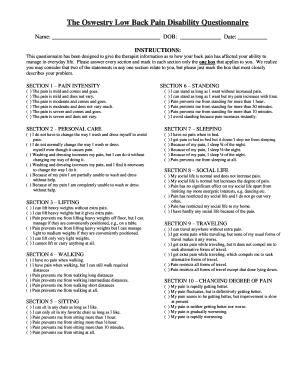 The Oswestry Low Back Pain Disability  Form