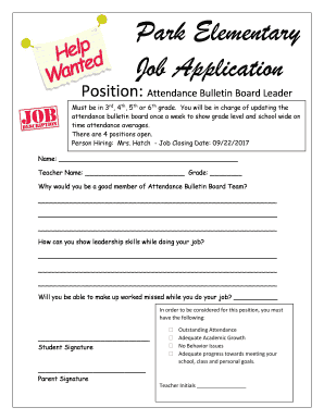 Park Elementary Job Application  Form