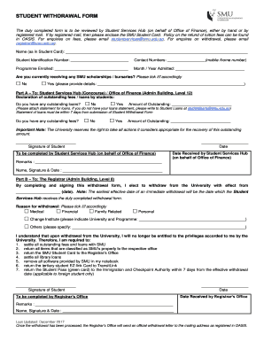 Withdrawal Form SMU Matriculation