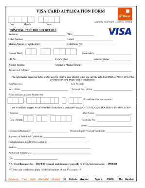 Visa Card Application Form