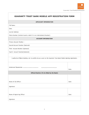 Trust Bank Gambia Online Application  Form
